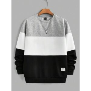 Knitted Casual Patchwork Round Neck Sweatshirt
