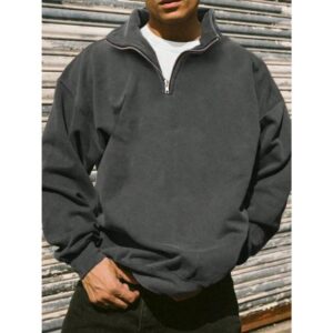 Men's Fashion Half-Zip Casual Pullover Sweatshirt, Warm For Autumn/Winter