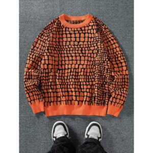 All-Over Print Crew Neck Casual Long Sleeve Pullover Halloween Men's Sweater